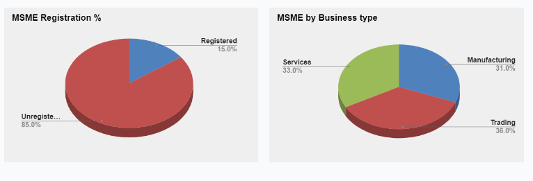MSME charts base on Registration and Business Type in India