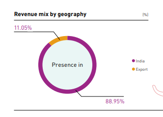 Vikram Solar Revenue mix by geopgraphy