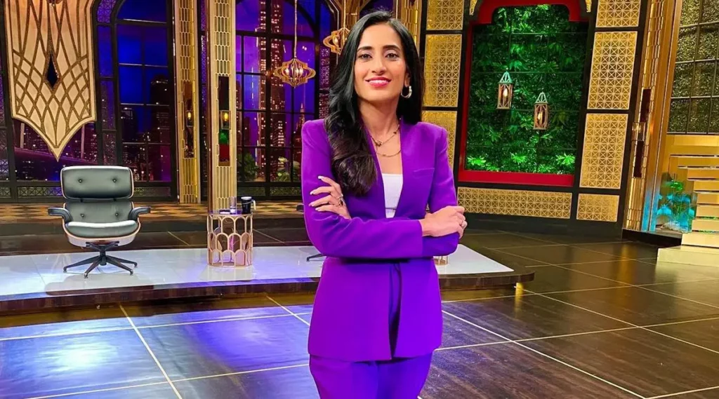 Vineeta Singh standing on the Shark Tank India set