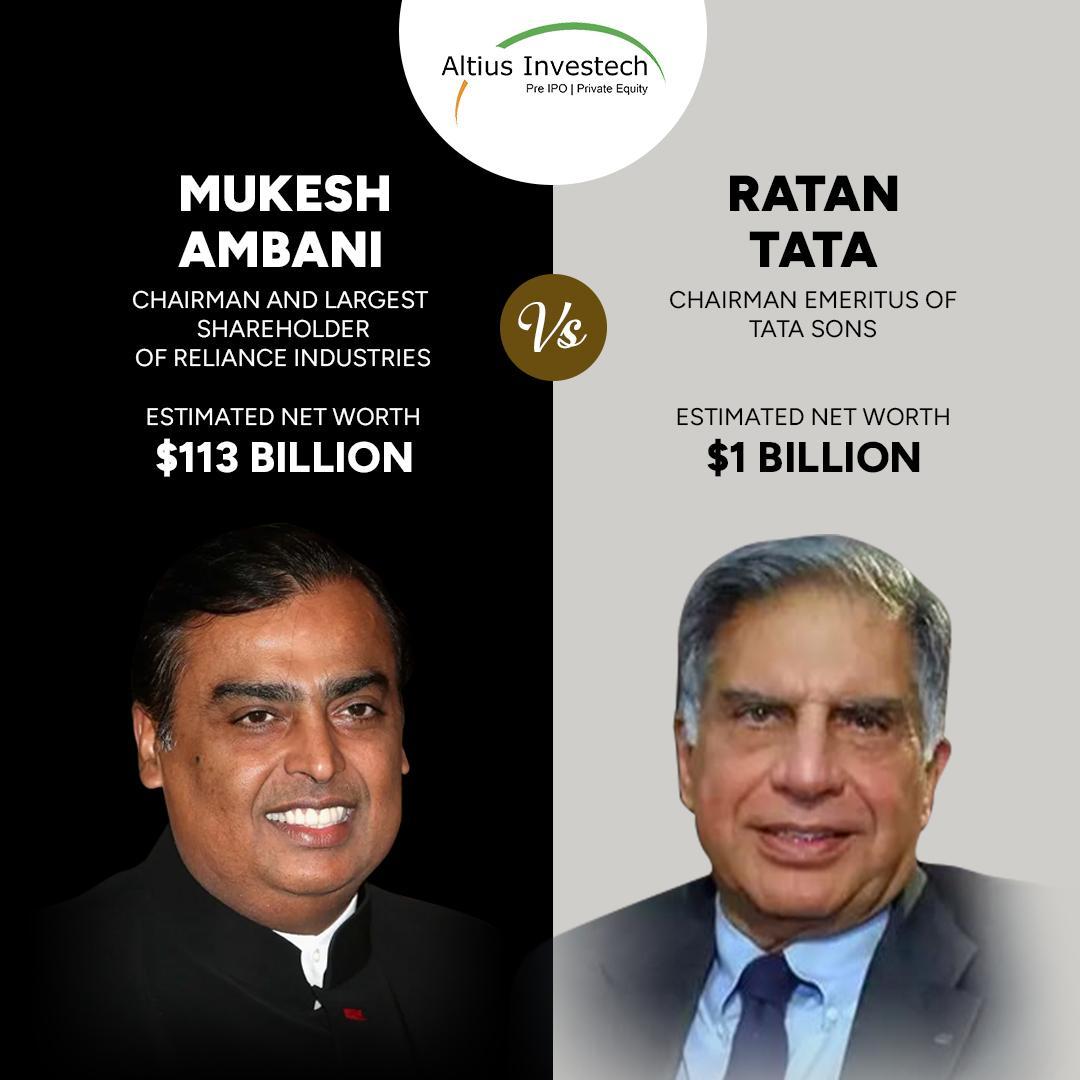 Ratan Tata Vs Mukesh Ambani - Net Worth Comparison