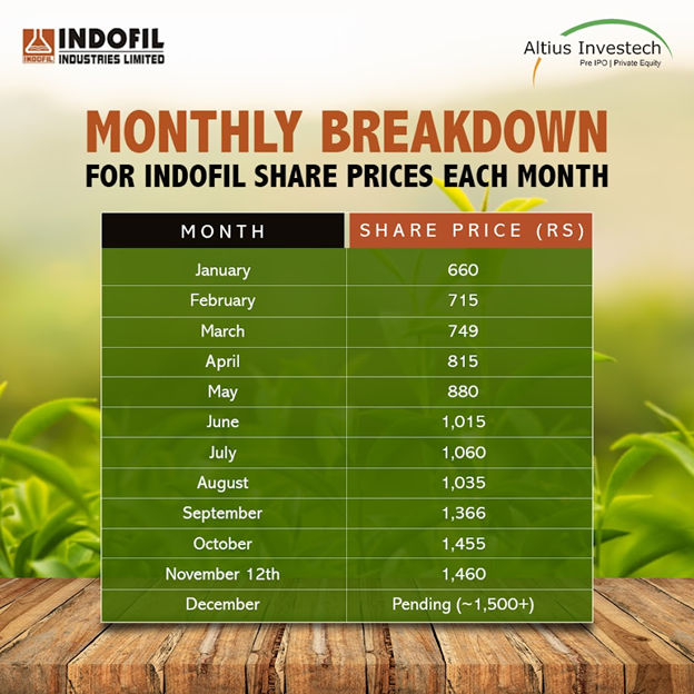 Monthly Share Price Trends and Insights of Indofil Industries 